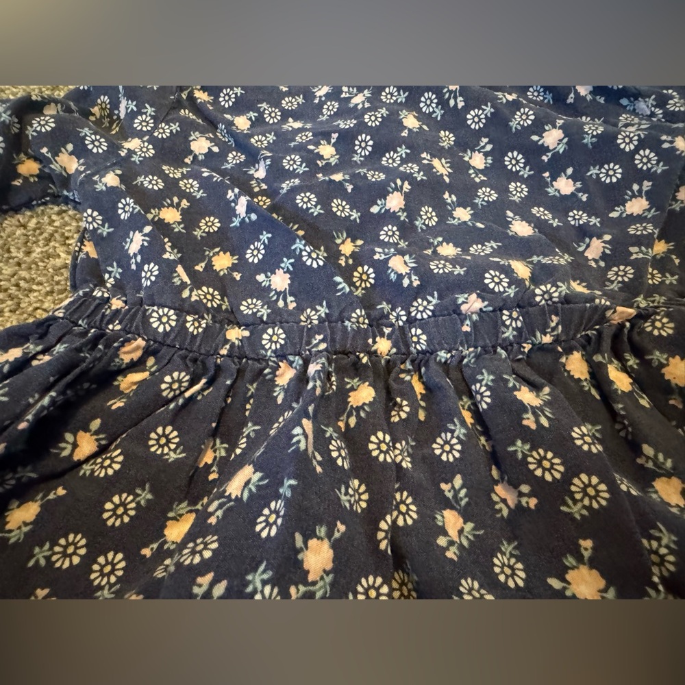 Navy Floral Carter’s Dress Peasant 24 months 24m 100% viscose long sleeve FLAW - Picture 12 of 14
